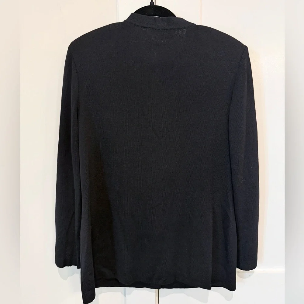 St John Basics Black Knit V-Neck Button Cardigan Sz 8 Quiet Luxury Capsule Chic